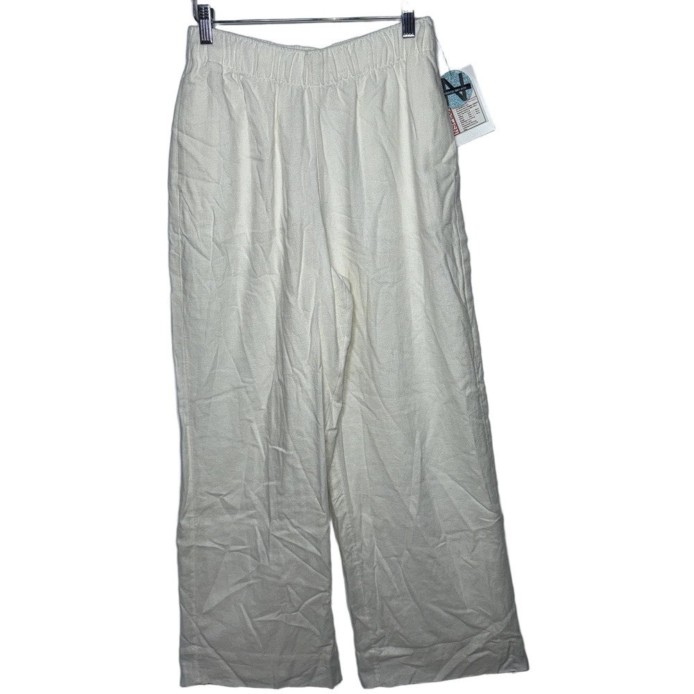 NEW Abercrombie & Fitch Off White Linen Wide Leg Trousers Dress Pants Size Small